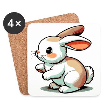 Lapin - Dessous de verre (lot de 4) - blanc - Devant