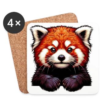 Petit panda - Dessous de verre (lot de 4) - blanc - Devant