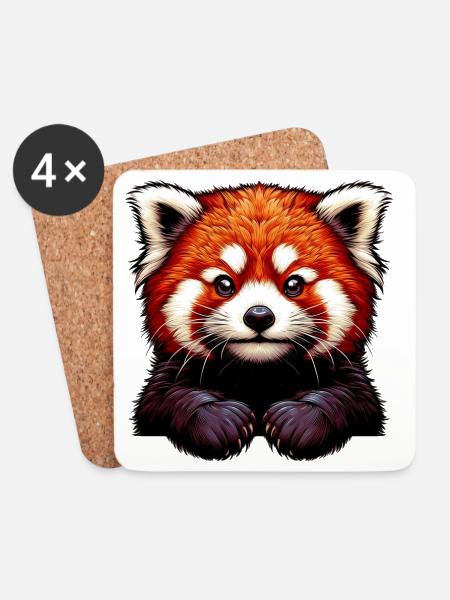 Kleiner Panda - Untersetzer (4er-Set) - Weiß
