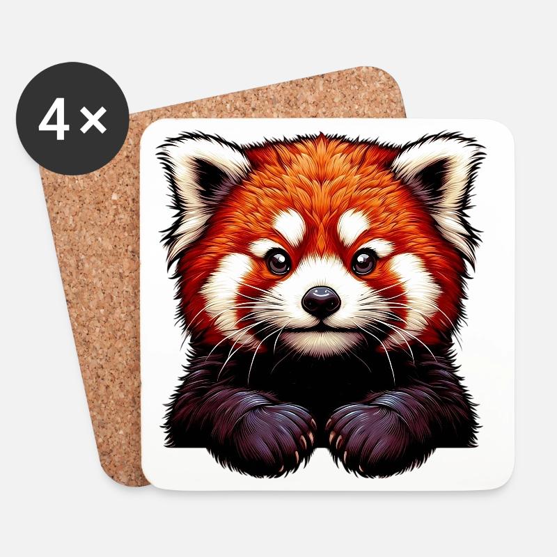 Kleiner Panda - Untersetzer (4er-Set) - Weiß