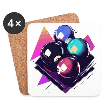 Billiard Balls Graphic - Coasters (set of 4) - white - Front