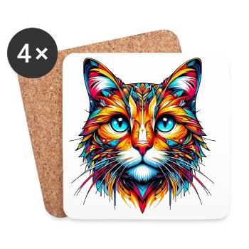 Cat - Coasters (set of 4) - white - Front