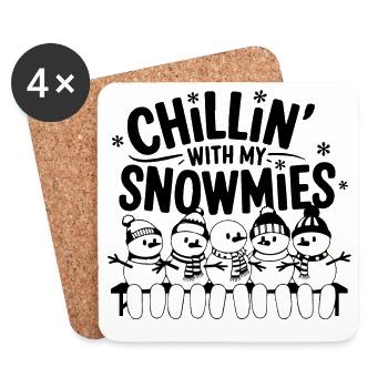 Adorable Chillin’ with My Snowmies Design - Coasters (set of 4) - white - Front