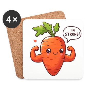 Kawaii Carrot Muscle - Coasters (set of 4) - white - Front