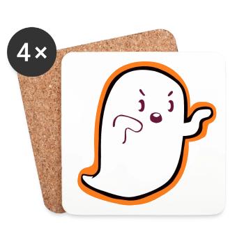 Fantôme Kawaii - Design mignon d’Halloween - Dessous de verre (lot de 4) - blanc - Devant