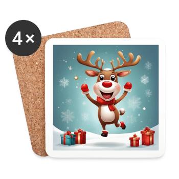 Merry Christmas, Happy Holidays; Rennes - Coasters (set of 4) - white - Front