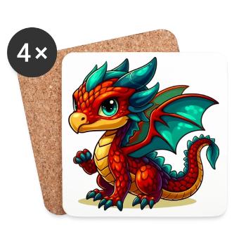 Drache - Untersetzer (4er-Set) - Weiß - Vorne