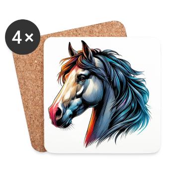 Cheval - Dessous de verre (lot de 4) - blanc - Devant