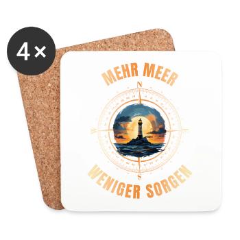 Mehr Meer - Weniger Sorgen - Untersetzer (4er-Set) - Weiß - Vorne