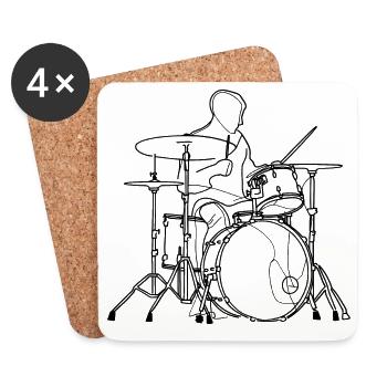 Dessin du batteur - Dessous de verre (lot de 4) - blanc - Devant