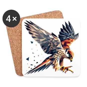 Falke Greifvogel Polygon Stil - Untersetzer (4er-Set) - Weiß - Vorne