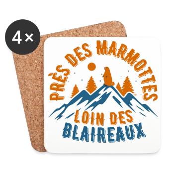 Rester en montagnes avec les marmottes - Dessous de verre (lot de 4) - blanc - Devant