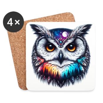 Hibou - Dessous de verre (lot de 4) - blanc - Devant