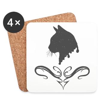 katzen motiv, sternenmuster, dripping, blob - Untersetzer (4er-Set) - Weiß - Vorne