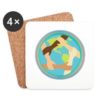 Unité mondiale et entraide - Dessous de verre (lot de 4) - blanc - Devant