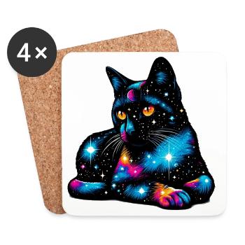 Katze - Untersetzer (4er-Set) - Weiß - Vorne