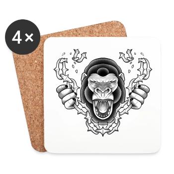 Free Gorilla - Coasters (set of 4) - white - Front