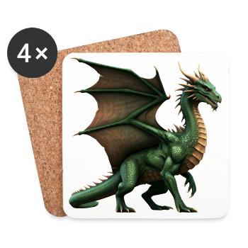 Legendärer grüner Drache - Untersetzer (4er-Set) - Weiß - Vorne
