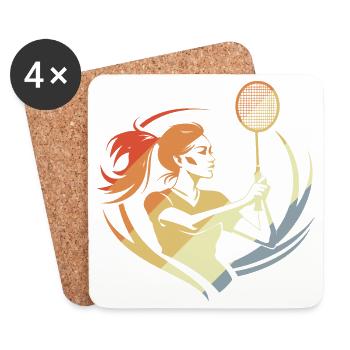 Vintage Badminton Girls - Coasters (set of 4) - white - Front