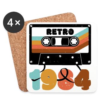 Retro 1980s Inspired Multicolour Cassette Design - Coasters (set of 4) - white - Front