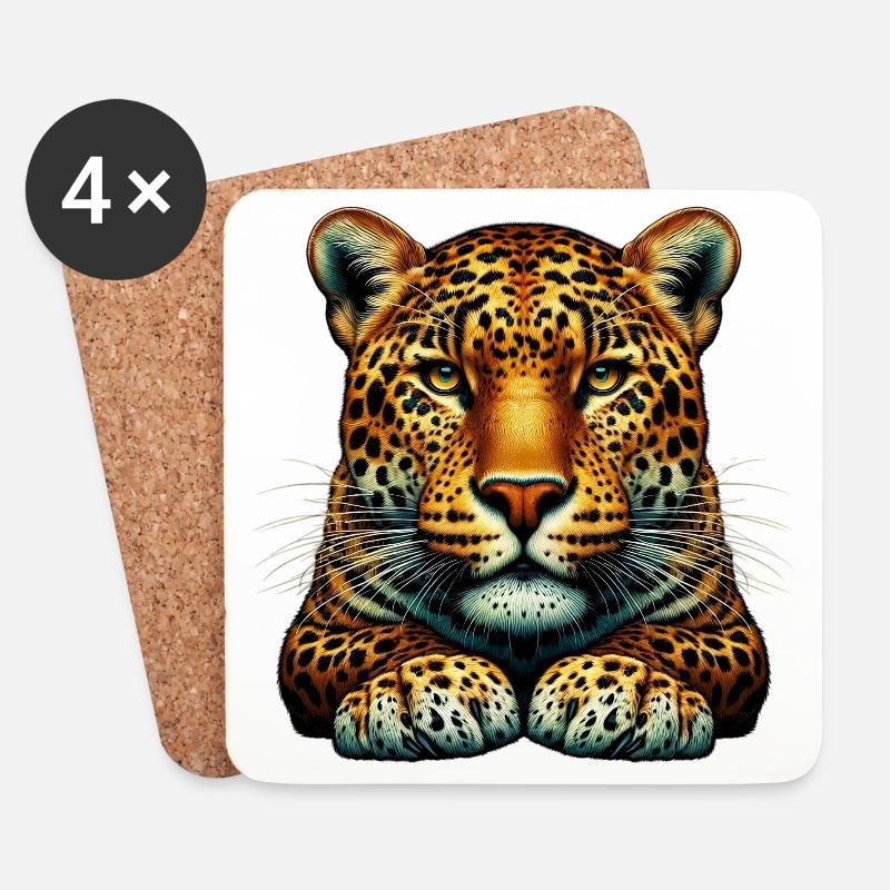 Leopard - Untersetzer (4er-Set) - Weiß