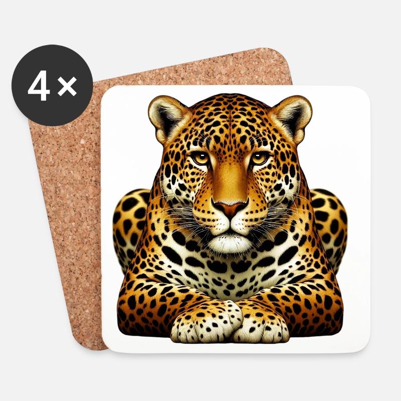 Leopard - Untersetzer (4er-Set) - Weiß