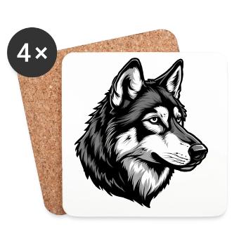 Porträtillustration eines atemberaubenden Wolfes - Untersetzer (4er-Set) - Weiß - Vorne