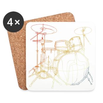 Tambours Look Vintage - Dessous de verre (lot de 4) - blanc - Devant