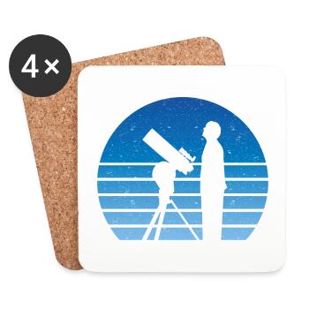 Astronom Teleskop Retro Vintage Weltraum Sterne - Untersetzer (4er-Set) - Weiß - Vorne