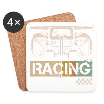 Voiture de course rétro tuner tuner course - Dessous de verre (lot de 4) - blanc - Devant