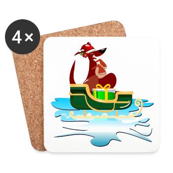 CHRISTMAS KANGAROO SLEIGH - Coasters (set of 4) - white - Front