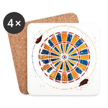 Dessin de jeu de fléchettes - Dessous de verre (lot de 4) - blanc - Devant