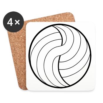 Volleyball Ball Stroke Sketch - Coasters (set of 4) - white - Front