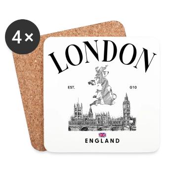 Tiny Union Jack on Black - Coasters (set of 4) - white - Front