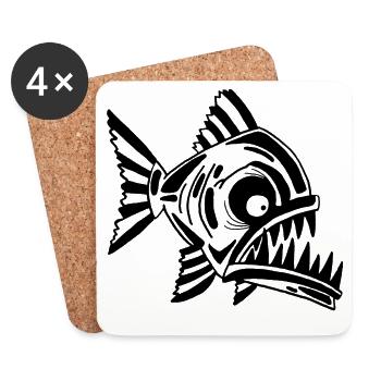 Carnivorous black fish - Coasters (set of 4) - white - Front