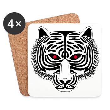 Schwarzer Tiger - Untersetzer (4er-Set) - Weiß - Vorne