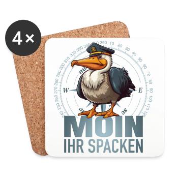 Moin ihr Spacken - Untersetzer (4er-Set) - Weiß - Vorne