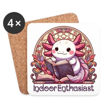 Axolotl Drinnen Enthusiast Buch Bücher Geschenk - Untersetzer (4er-Set) - Weiß - Vorne