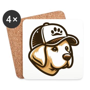 Labrador Head with Cap - Coasters (set of 4) - white - Front