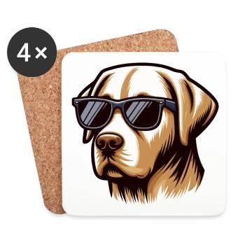 Tête de chien Labrador cool - Dessous de verre (lot de 4) - blanc - Devant