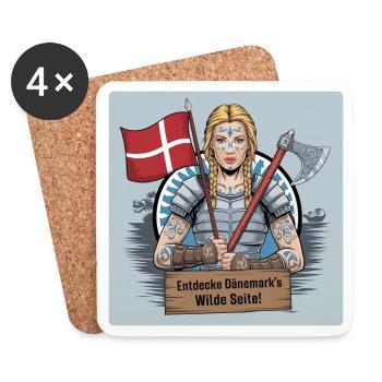 Schildmaiden - Découvrez le côté sauvage du Danemark - Dessous de verre (lot de 4) - blanc - Devant