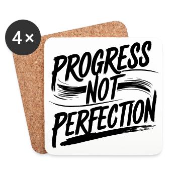 Fortschritt statt Perfektion T-Shirt - Untersetzer (4er-Set) - Weiß - Vorne