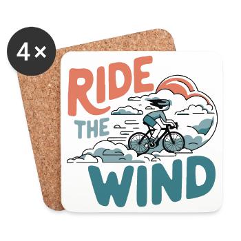 Fahren Sie mit dem Wind-Radfahrer - Untersetzer (4er-Set) - Weiß - Vorne