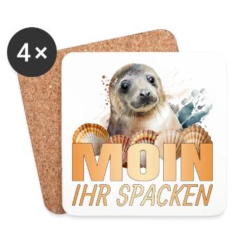 Moin ihr Spacken - Untersetzer (4er-Set) - Weiß - Vorne