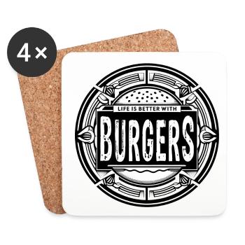 life is better with burgers - Coasters (set of 4) - white - Front