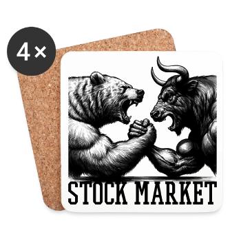 Bourse Marché boursier Bull Bull Bear Cadeau - Dessous de verre (lot de 4) - blanc - Devant