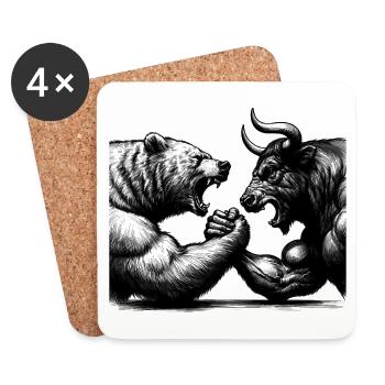 Stock Market Stock Market Bull Bull Bear Gift - Coasters (set of 4) - white - Front