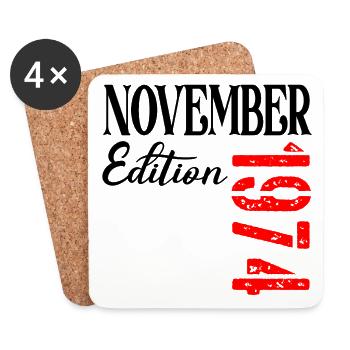51. Geburtstag November 1974 - Untersetzer (4er-Set) - Weiß - Vorne