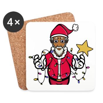 Ein strahlender Weihnachtsmann - Untersetzer (4er-Set) - Weiß - Vorne
