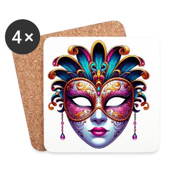 Venice Carnival Mask - Coasters (set of 4) - white - Front